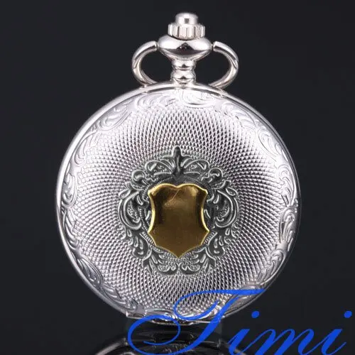 Оптовая продажа Новый Серебряный тон чехол кварцевые мужские карманные часы