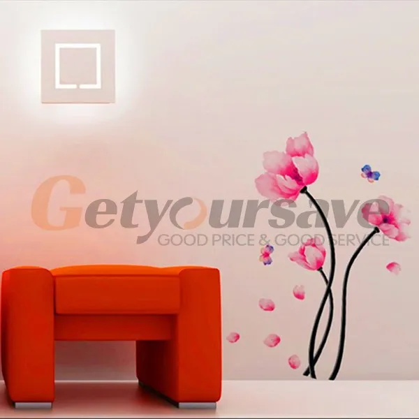 DIY Розовый Цветок персика (цветок лотоса) 2 бабочки художественная роспись