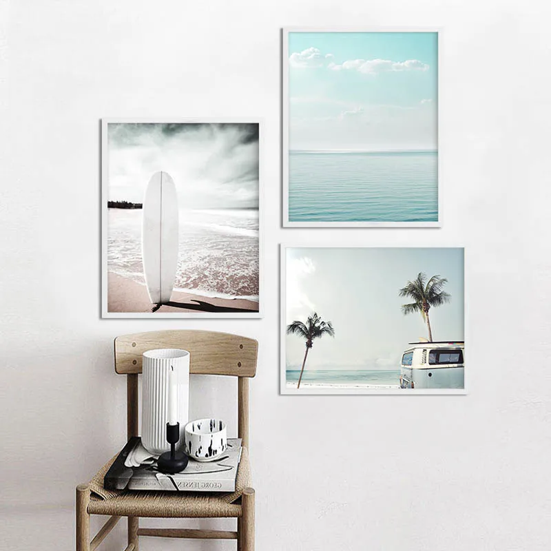 Скандинавский постер на холсте песчаного пляжа настенный художественный принт в