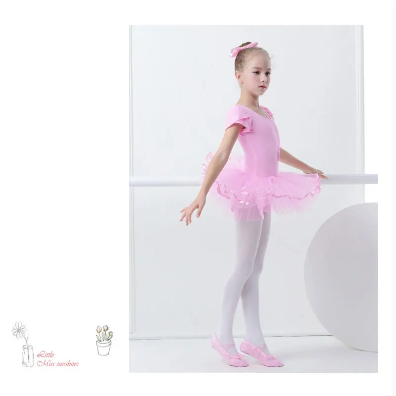 Детская балетная юбка пачка с коротким рукавом из хлопка и лайкры|cotton lycra leotard|lycra