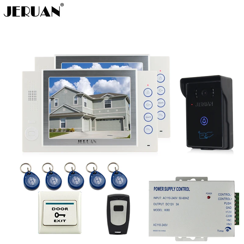 JERUAN 8 ''ЖК дисплей видеофонная дверная система контроля доступа 700TVL COMS Камера