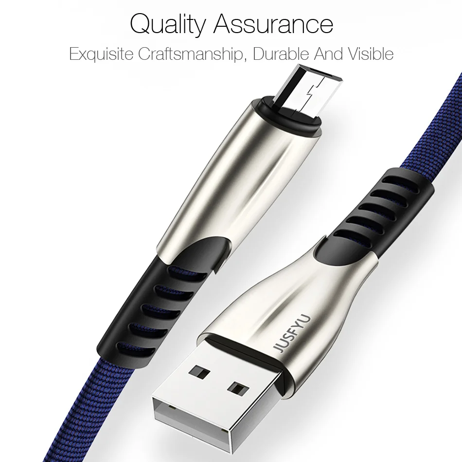 JUSFYU Micro USB кабель 1 м 2 3 Type C с функцией быстрой зарядки для передачи данных iPhone 6 X