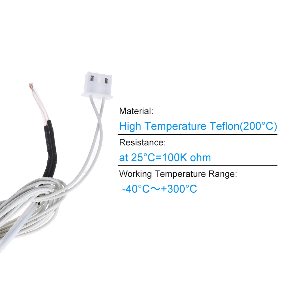 Funssor 1 шт. NTC 3950 100K ohm датчик термистора с кабелем м для RepRap i3 Anet 3D принтера комплект
