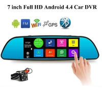 7 inch full hd 1080p bluetooth wifi fm map free update rom 16gb dual lens camera rearview mirror special android 4 4 car dvr