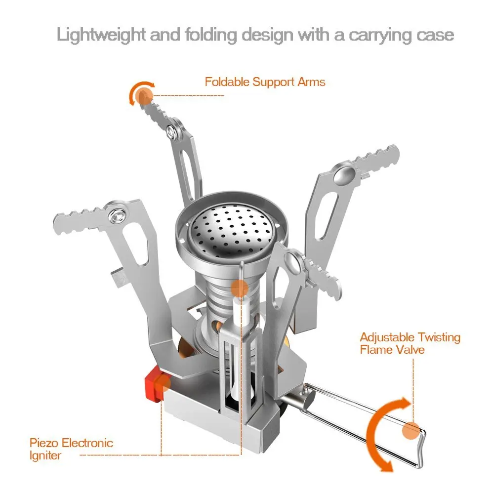 Сверхлегкий складной походный плита мини Карманный открытый кемпинг газовая