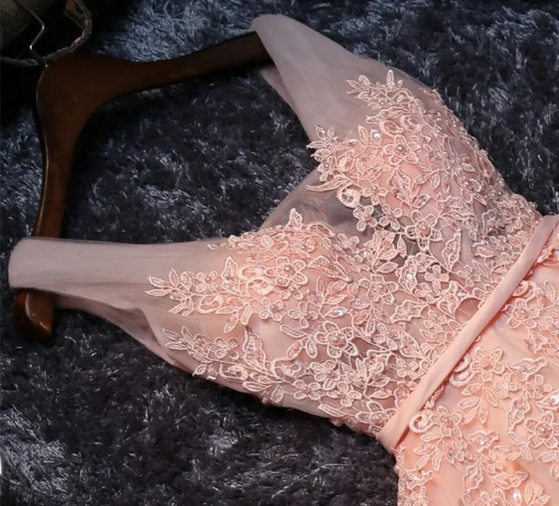 Короткое Кружевное платье подружки невесты темно-синее/Персиковое/цвета