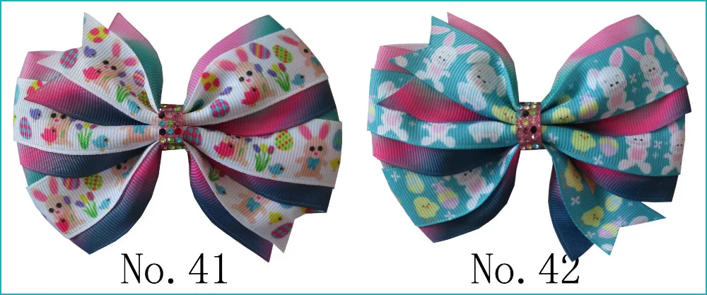 

20 PCS Girl 4.5" Two Tone Wendy Hair Bow Clip Rainbow Easter Hairbow