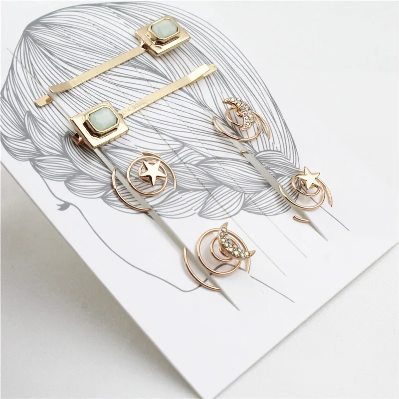 

6 Pcs Hair Stick & Spiral Twist Hair Pins Clips Set for Women Wedding Rhinstone Pentagram Star Bridal Hair Accessories Jewellery