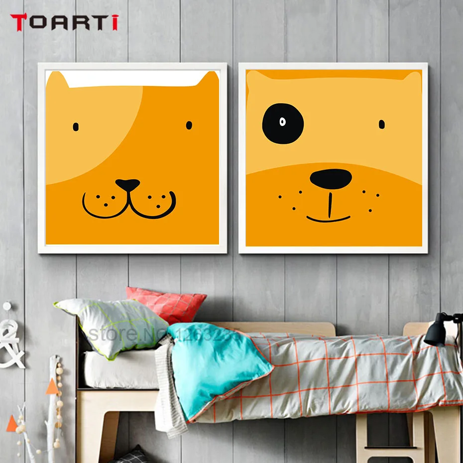 Nordic Style Cartoon Dog Canvas Art Painting Poster And Print Funny Animal Wall Pictures for Kids Room Home Decoration No Frame | Дом и сад