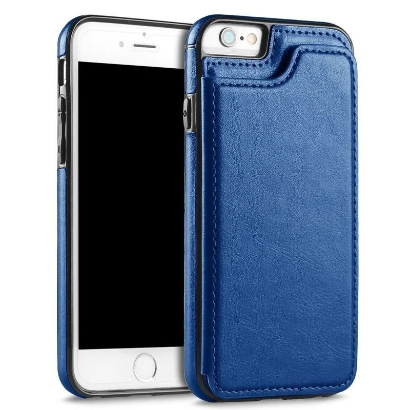 Blue Роскошный чехол-кошелек Fundas для iPhone 11 Pro XS Max XR 6 6s 7 8 Plus 5S мягкий чехол для samsung S10e S9 S8 Plus кожаный чехол для телефона - Цвет: Blue