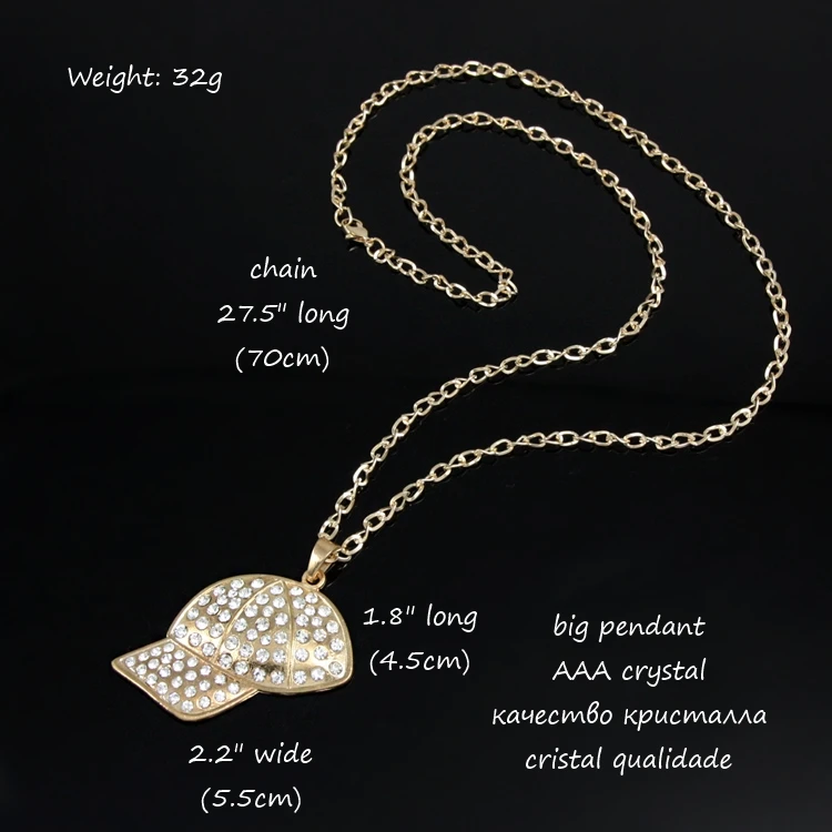 Flola Новая мода Бейсбол Кепки длинные Цепочки и ожерелья Золото Цвет со стразами