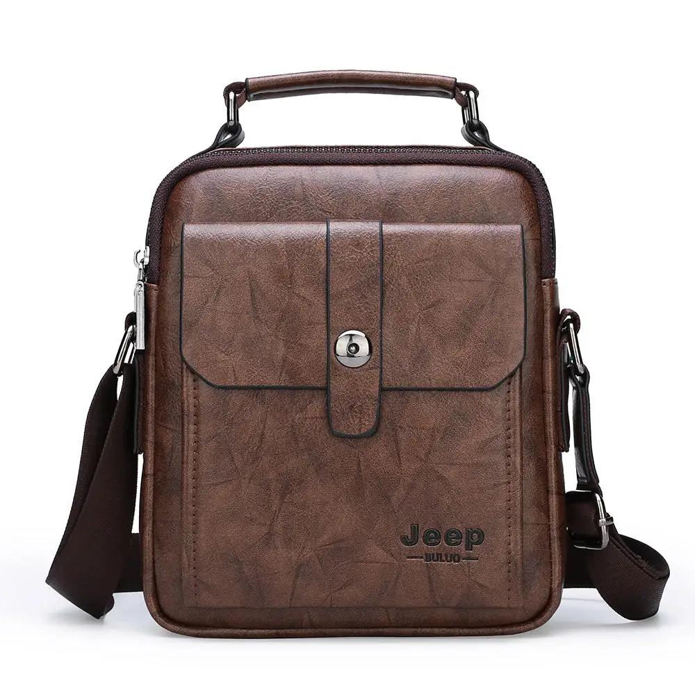 519-2-Brown Мужская модная сумка из спилка jeep buluo, оранжевая сумка для документов, заплечная сумка для путешествий, дорожная сумка на плечевом ремне, все сезоны - Цвет: 519-2-Brown