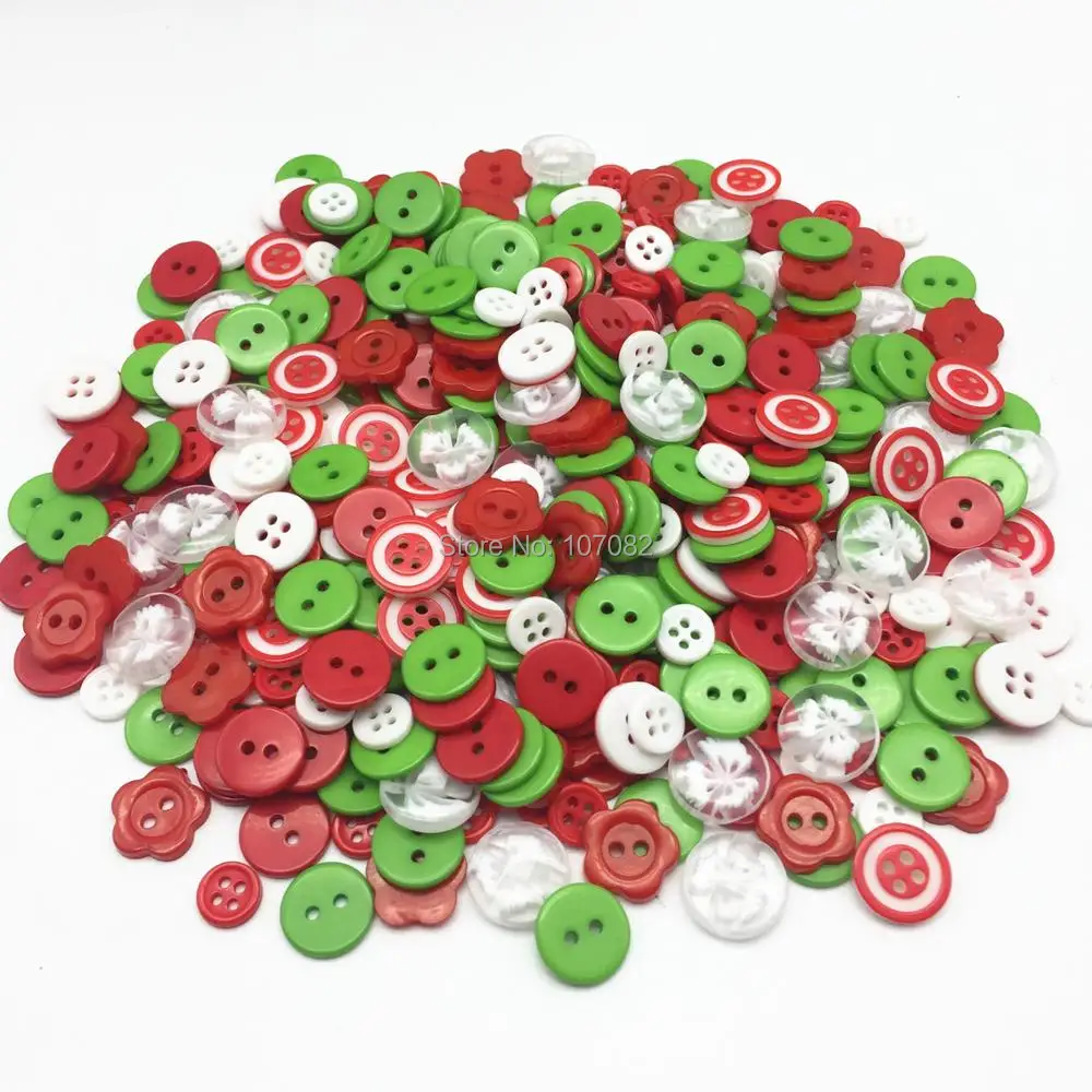 10000pcs 8mm-14mm Christmas Mixed Resin Buttons Flower Round Cardmaking Sewing Shiny Buttons Fit Scrapbooking
