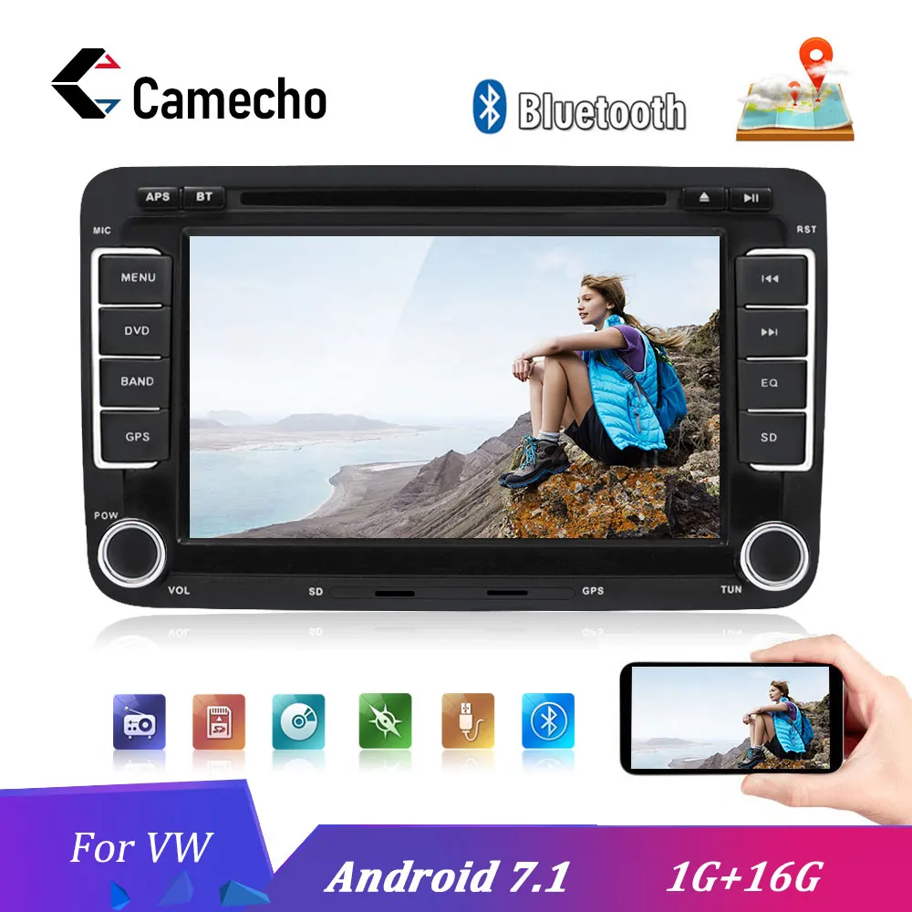 Автомагнитола Camecho 2 Din Android 7 1 GPS Мультимедийный проигрыватель для Volkswagen Passat GOLF POLO