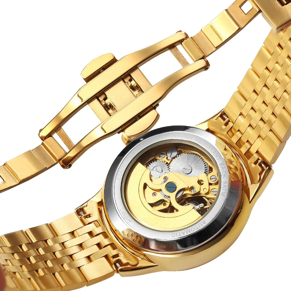 

Relogio Masculino Men Golden Watches Automatic Wristwatch Stainless Steel Mechanical Watch High Quality Clock Male Gift