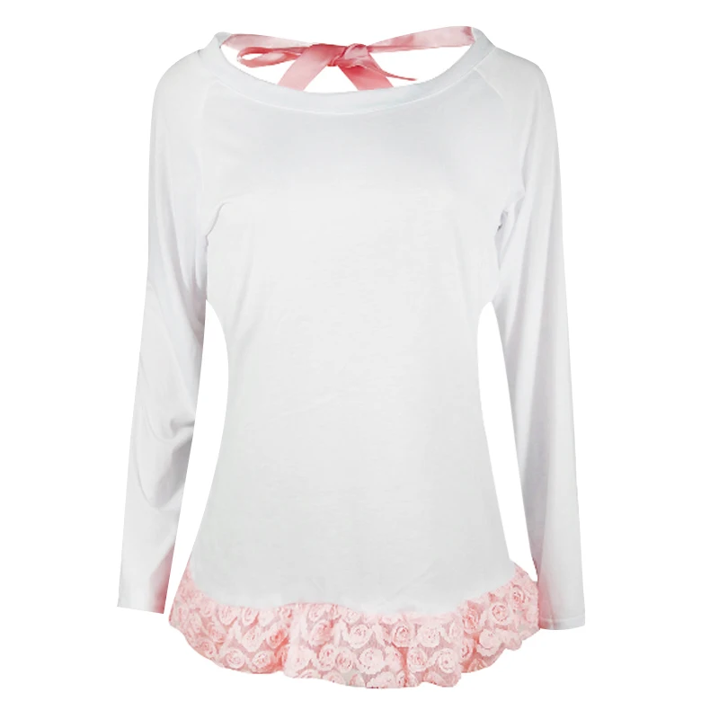 Женская футболка с бантом MIOIM осенняя свободная длинным рукавом и вырезом на