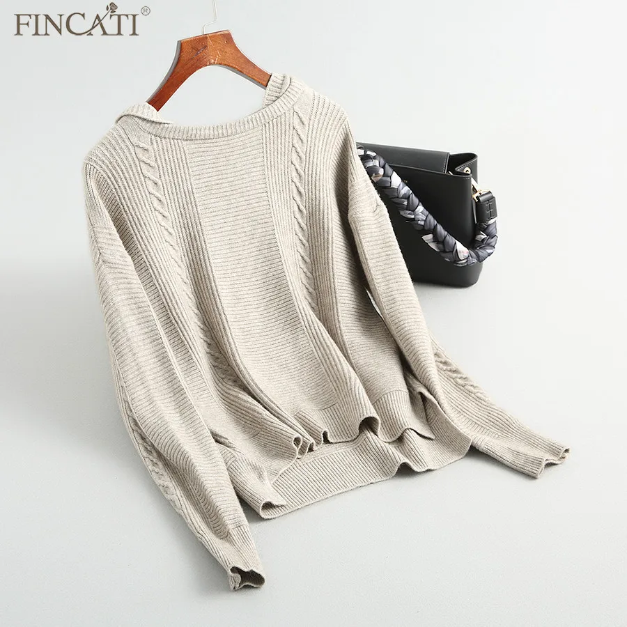 Женский свитер Fincati 2018 осенний Новое поступление асимметричный с разрезом Модный