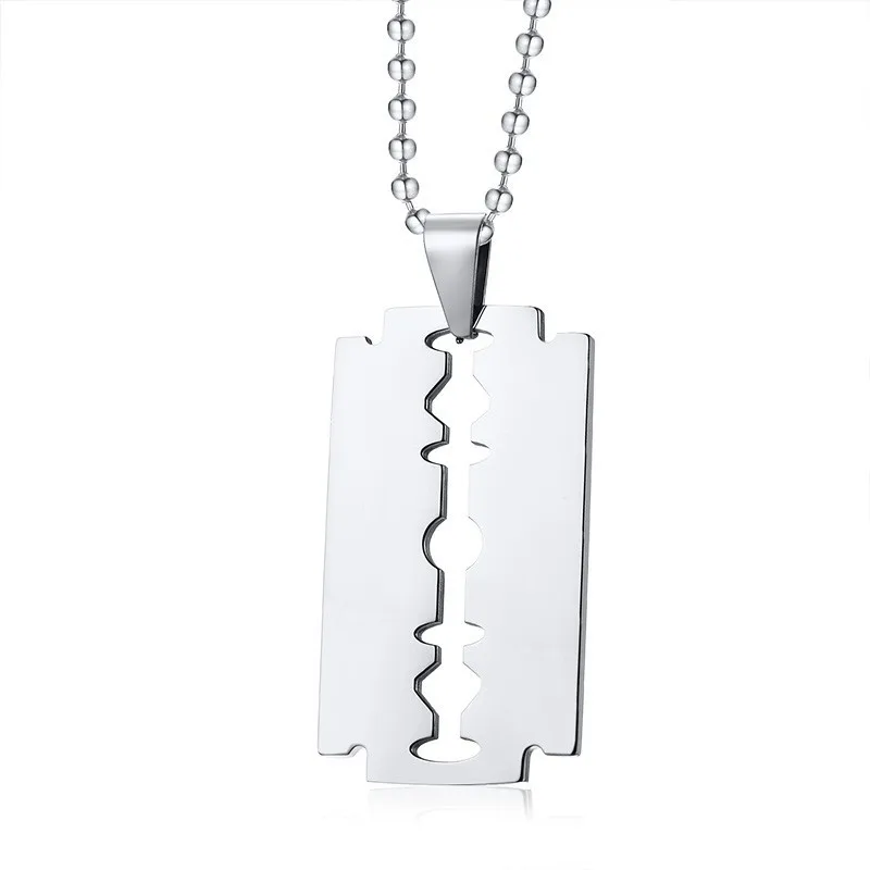 beads chain picture Vantage Ожерелье из нержавеющей стали, кулон в стиле панк, лезвие бритвы, креативный дизайн, хип-хоп, собачья бирка, мужские ювелирные изделия - Окраска металла: beads chain picture