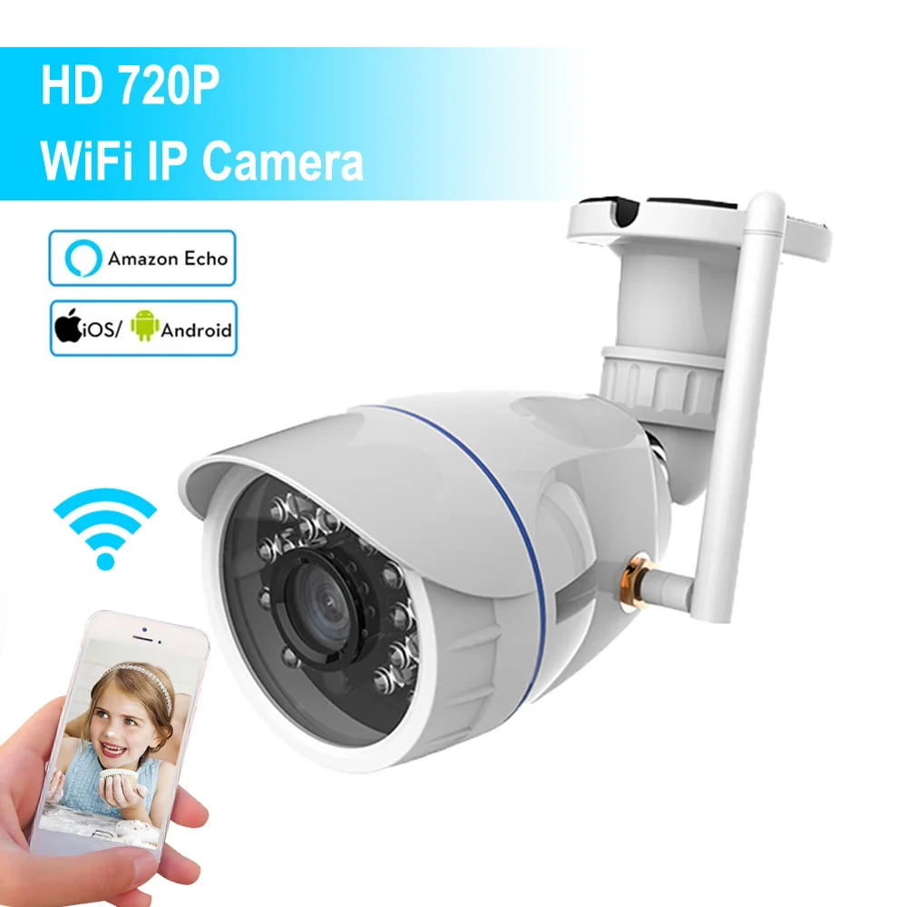 Mini 720P Wireless Wi-Fi IP Camera Outdoor Waterproof 1.0MP HD CCTV Security Camera Support Alexa Echo Tuya Smart Life