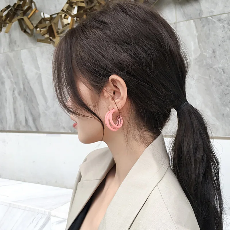 MENGJIQIAO, корейские новые красочные летние акриловые серьги-кольца для женщин, девушек, модные, из смолы, в форме C, вечерние, Bijoux Pendientes, подарок