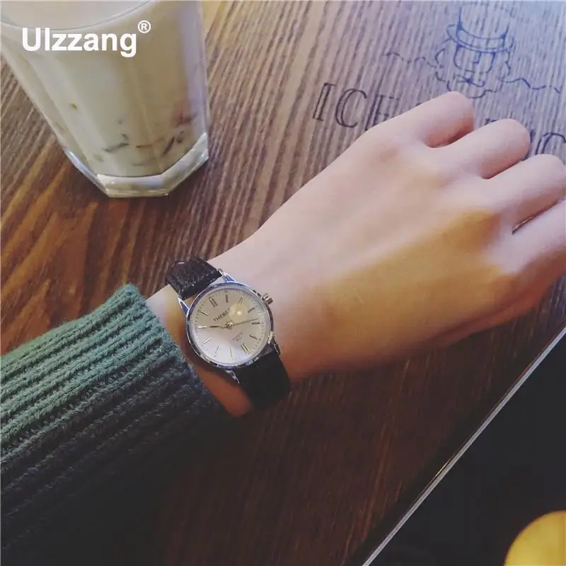 Роскошные винтажные Классические кварцевые часы из натуральной кожи золотого и