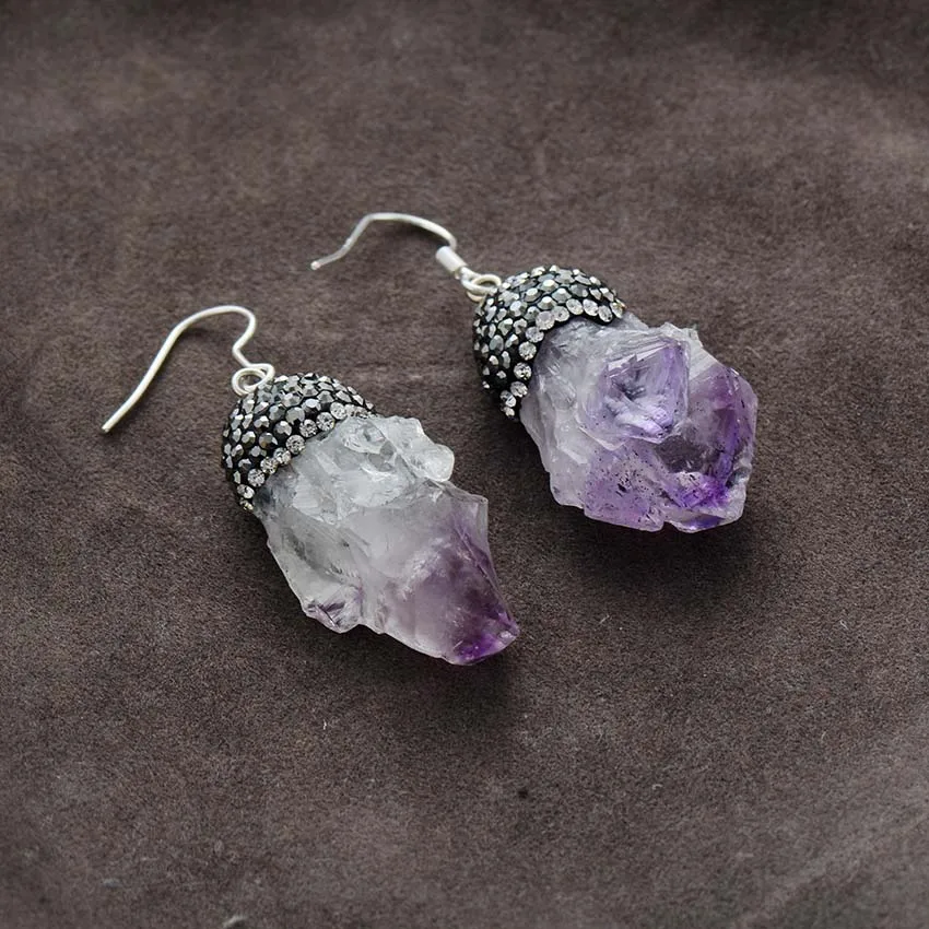Женские серьги с кристаллами Amythyst роскошные капельки для мам и девушек