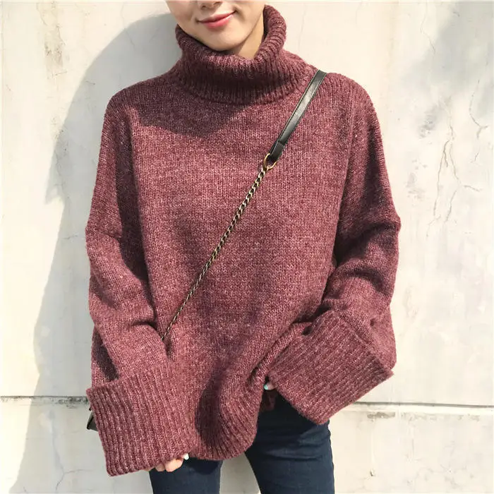 4 Color High Quality Women Knitted Tops Solid Casual Turtleneck Loose Sweater Spring Autumn Long Sleeve Short Pullovers | Женская одежда