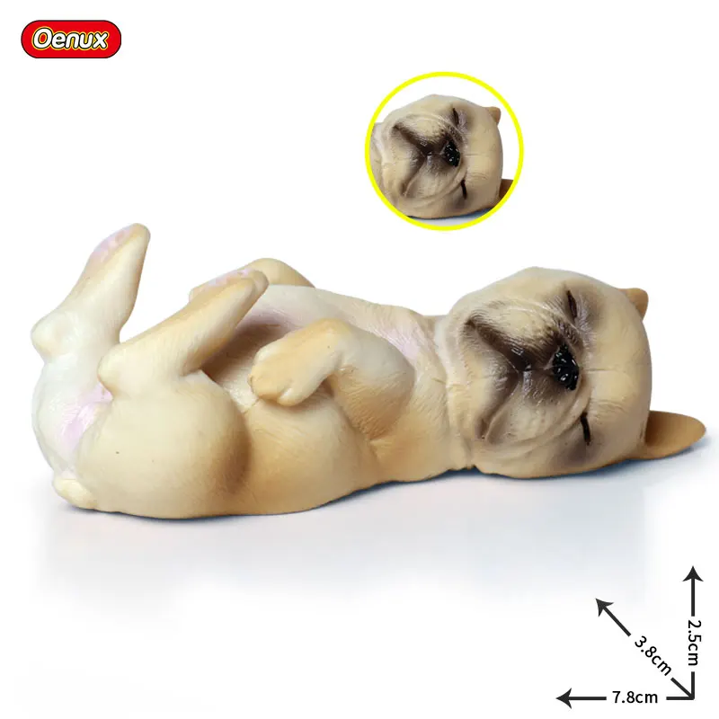

Oenux Baby French Bulldog Simulation Animal Lovely Puppy Model Action Figure Sleep Pet Dog PVC Home Decor Figurines Toy For Kids