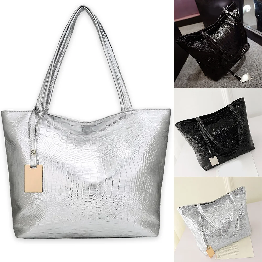Для женщин мягкая искусственная PU Tote крокодил повседневное аллигатора
