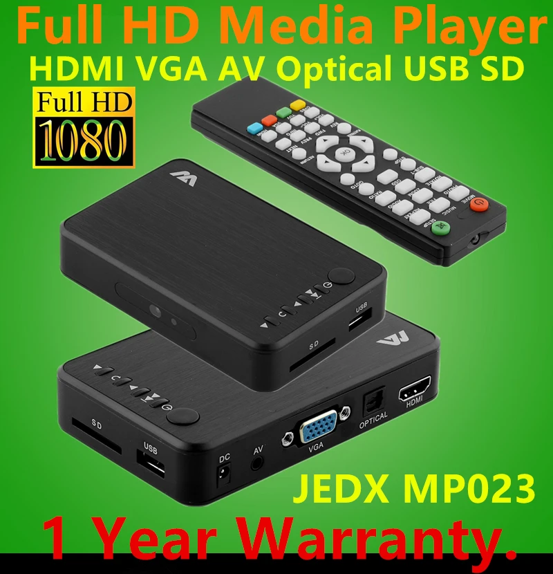 MP023 Высокое качество 3D USB Full HD 1080P HDD медиаплеер HDMI VGA AV оптический хост MKV H.264 AVI