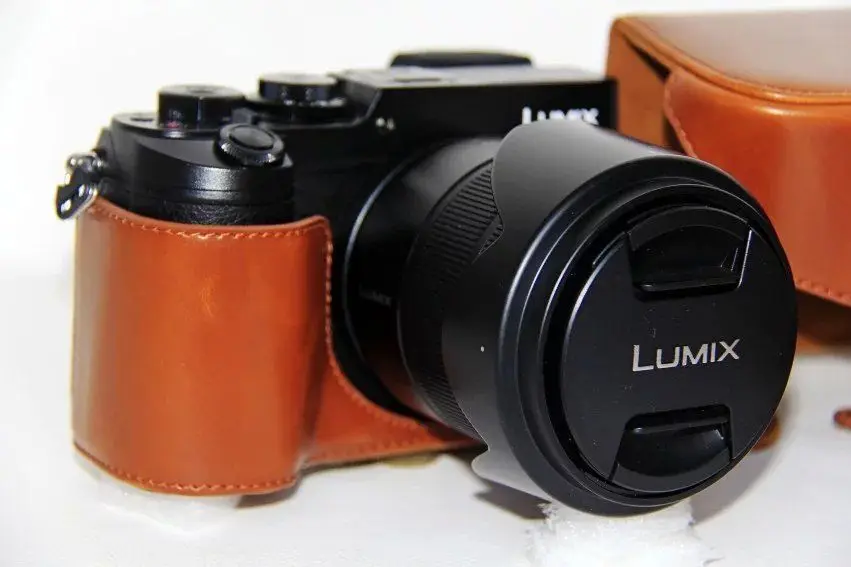 pu Leather Camera case bag Grip Strap for Panasonic LUMIX DMC-GX8 14-140mm Lens | Электроника