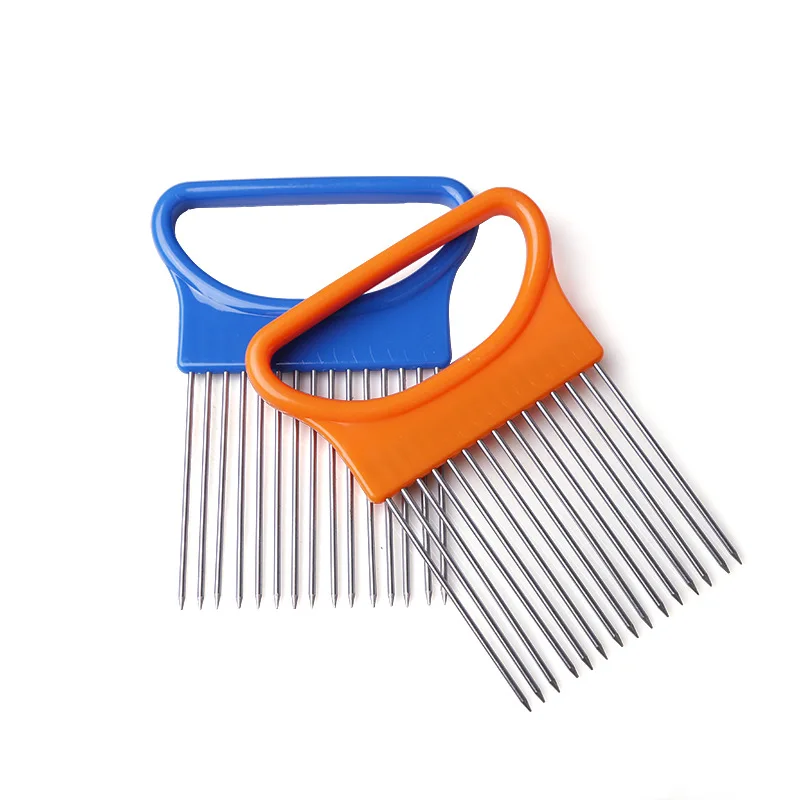 1 шт. легко нарезать лук держатель вилка из нержавеющей стали + пластиковый