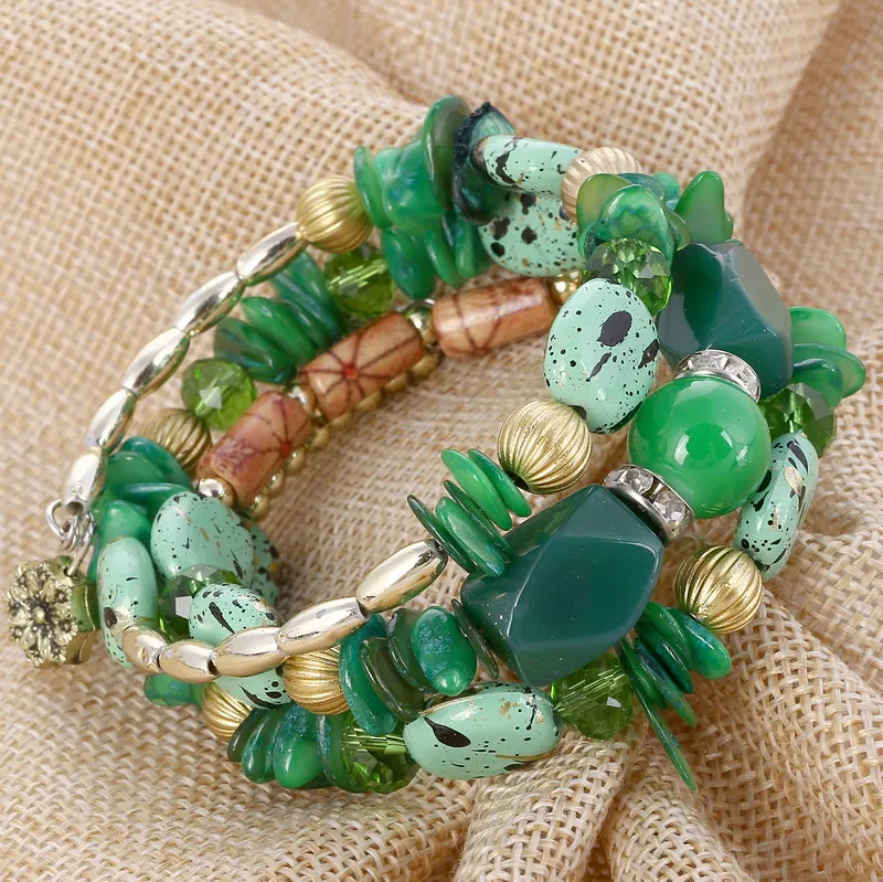 Модные ювелирные изделия из натурального камня многослойные эластичные