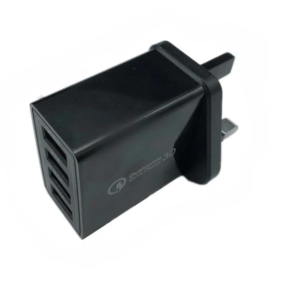 AIREACH, 18 Вт, зарядное устройство, 4USB, зарядное устройство для мобильного телефона, стандарт ЕС, США, зарядное устройство для мобильного телефона, быстрая зарядка для Samsung S8 S9 - Тип штекера: UK plug Black