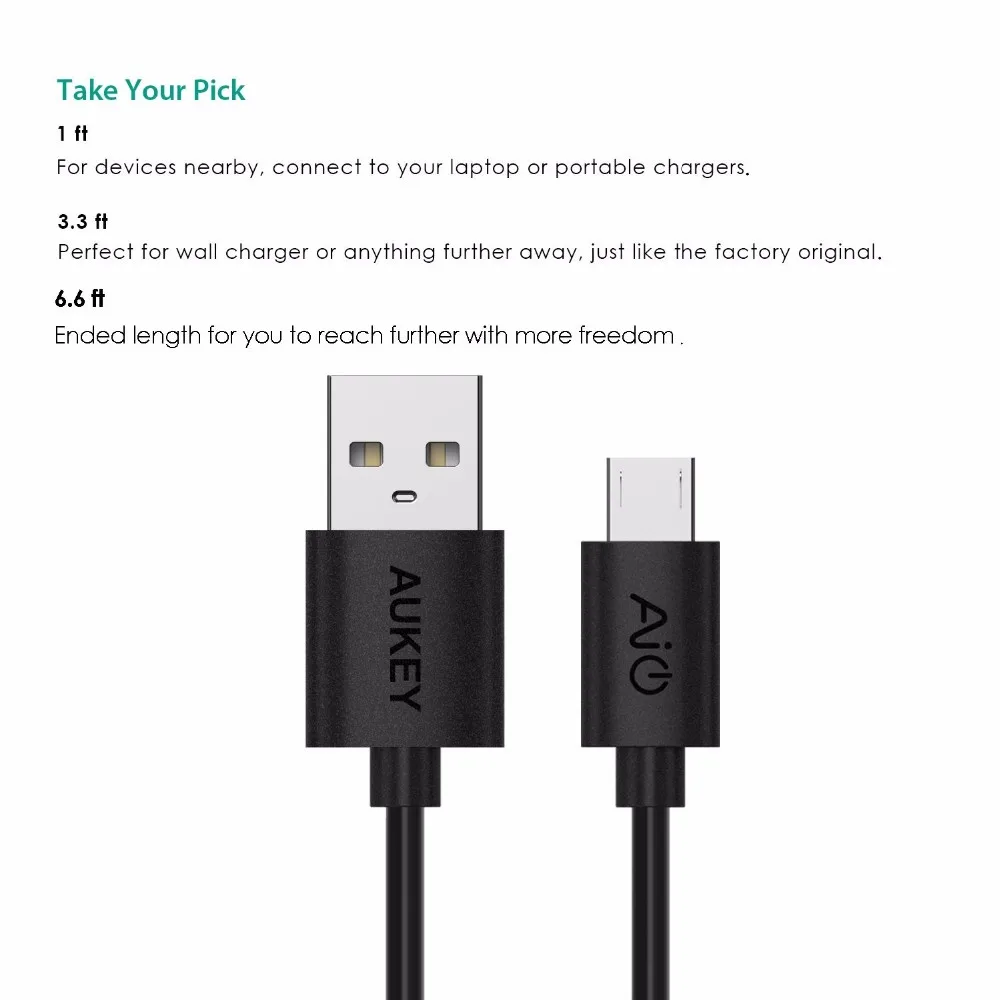 AUKEY 5 Pack Здравствуйте скорость Micro USB кабель зарядного устройства для мобильного
