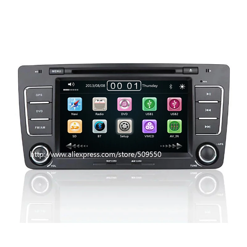 7 дюймовый автомобильный DVD плеер для SKODA Octavia II A5 с GPS Bluetooth 1080P IPOD Радио RDS CD
