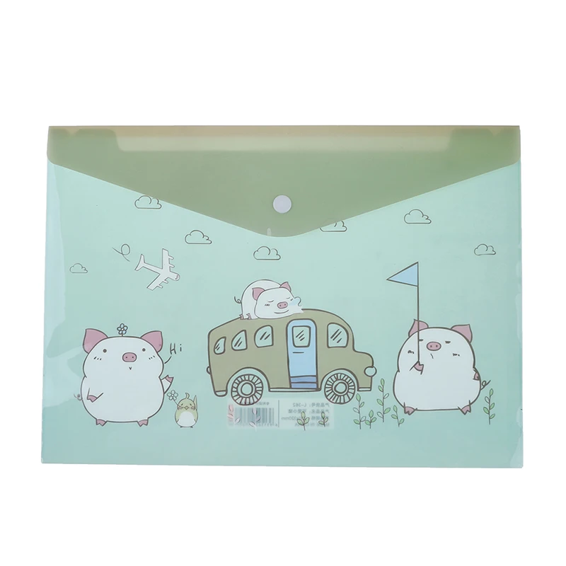 Светло-зеленый Kawaii A4 папка для бумаг сумка многокарманный пластиковый органайзер для документов чехол для офиса и школьников коробка для хранения канцтоваров - Цвет: Светло-зеленый