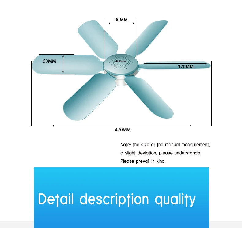 Мягкий бесшумный мини-вентилятор для дома 6 листьев 7 Вт энергосберегающий