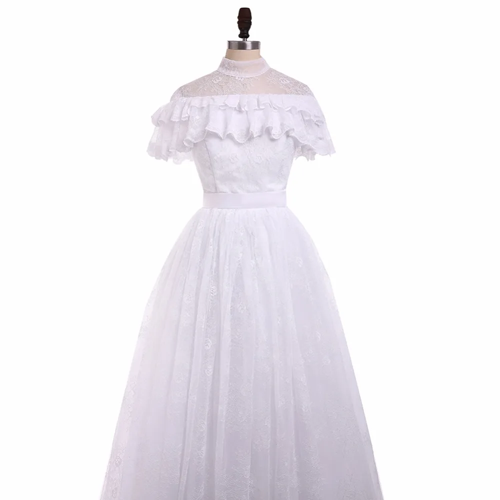 YUNUO новый стиль женские винтажные кружевные белые свадебные платья 2021 Vestido De Noiva с