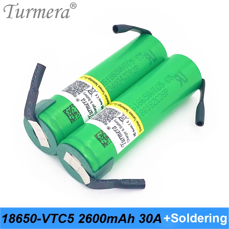 Литиевая аккумуляторная батарея 18650 vtc5 us18650vtc5 2600 мАч 30a для отвертки shura + полоски