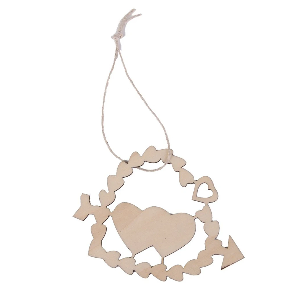10 шт. Двойное Сердце Стрелка деревянный Украшения ремесел Рождество елка с