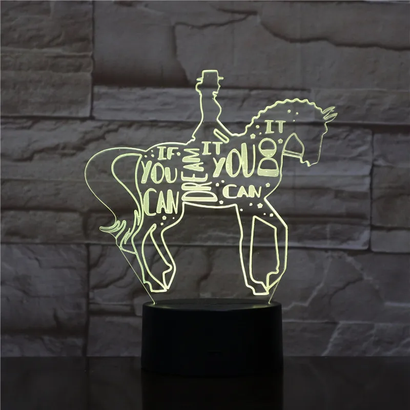 3d лампа для верховой езды на лошади ночник с USB светодиодный светодиодное