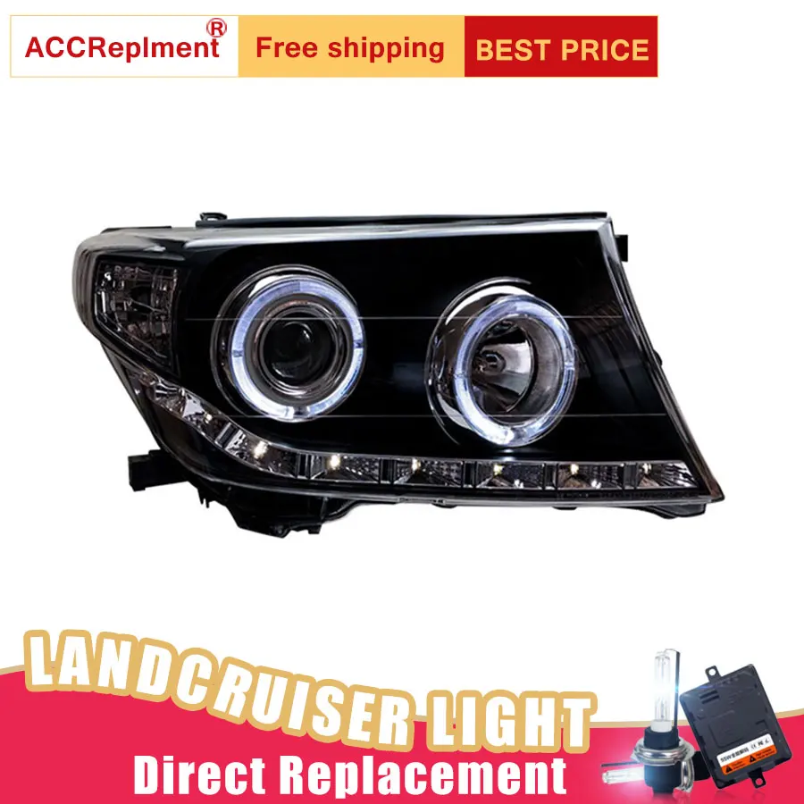

2Pcs LED Headlights For Toyota land cruiser 09-13 led car lights Angel eyes xenon HID KIT Fog lights LED Daytime Running Lights