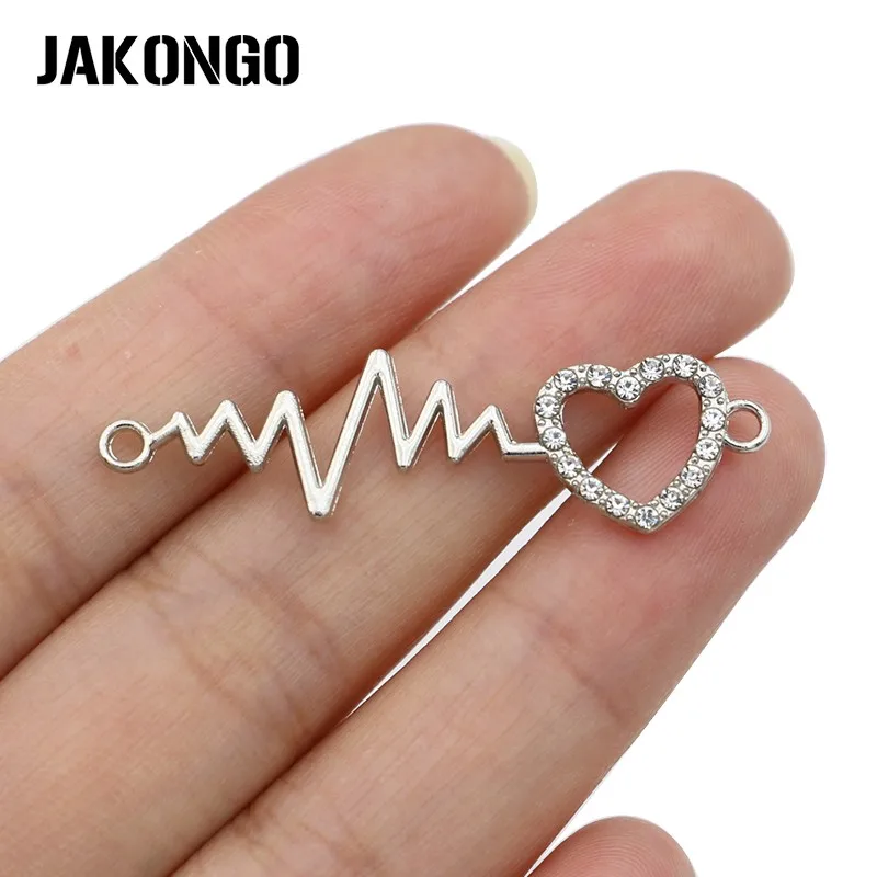 Посеребренный Кристалл JAKONGO с электрокардиограммой подвеска в форме сердца лисы