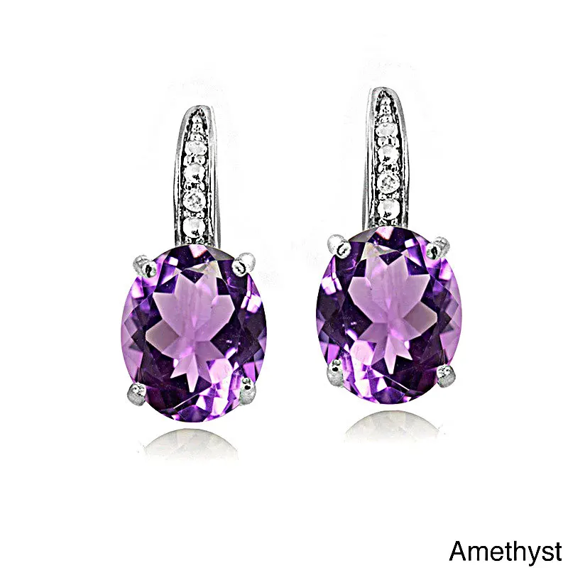 Bague Ringen Silver 925 Fashion Jewelry Oval Blue Red Purple Yellow Topaz Clip Earrings For Women Party Valentines Earring Gifts