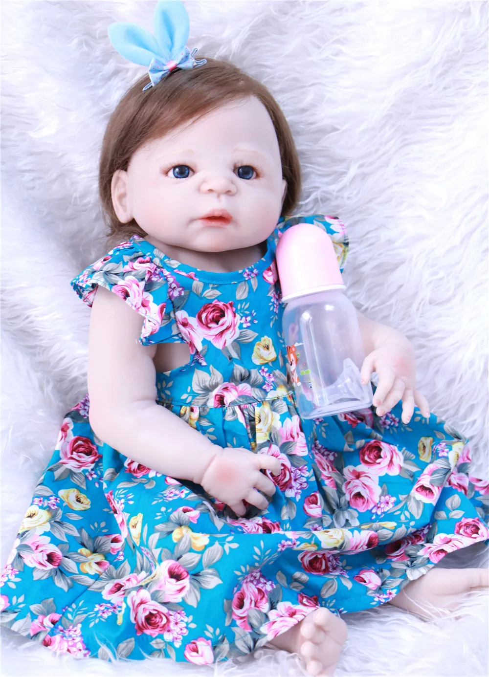Силиконовая кукла reborn Baby для девочек 57 см милый волокнистый волос высокое