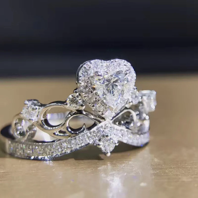 Кольцо в форме сердца LASAMERO 0.27CT 18 k белое золото круглое кольцо с натуральным