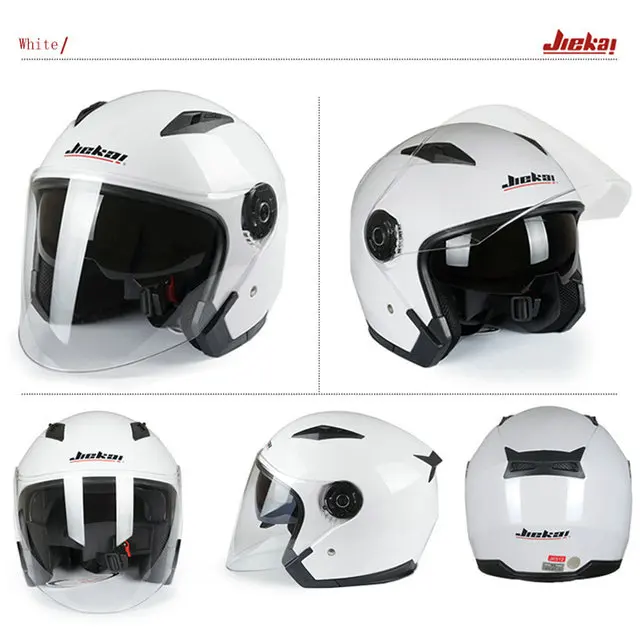 white Moto rcycle шлем Мужской Женский четыре сезона capacete para moto cicleta cascos para moto двойные линзы гоночные полушлемы - Цвет: white