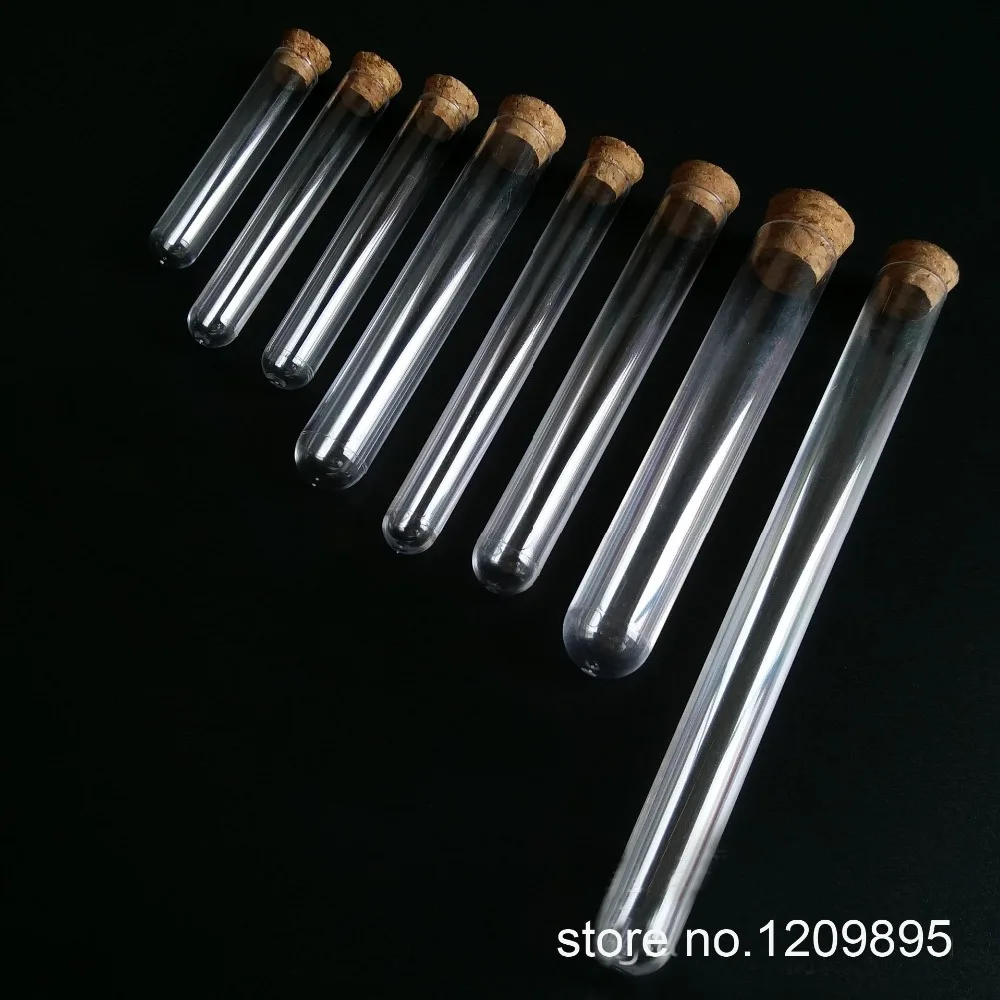 Wholesale 900pcs/Pack 20*150mm( 0.78*5.9 in) 35ml Transparent Hard Plastic Test Tube with Cork Stopper Free Shipping | Канцтовары для