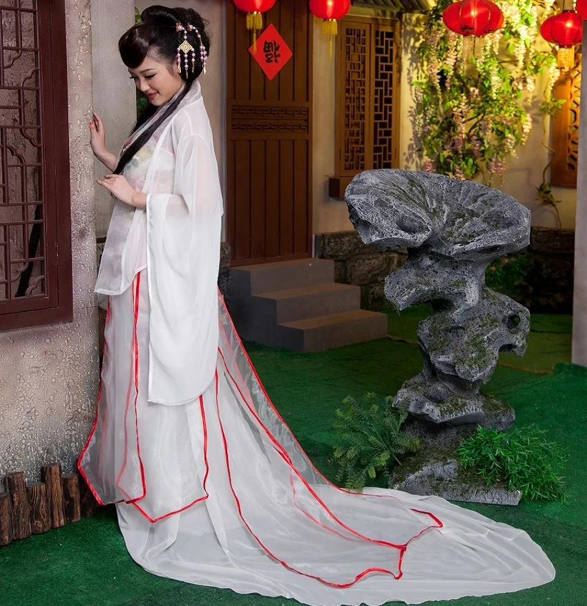 

Asian China ancient Costume dress female goddess fairy clothing mid autumn royal clothes fairy tail hanfu Girl Pink White Color